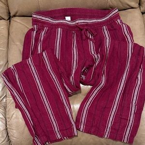 Old Navy Burgundy Striped Straight-Leg Pants
